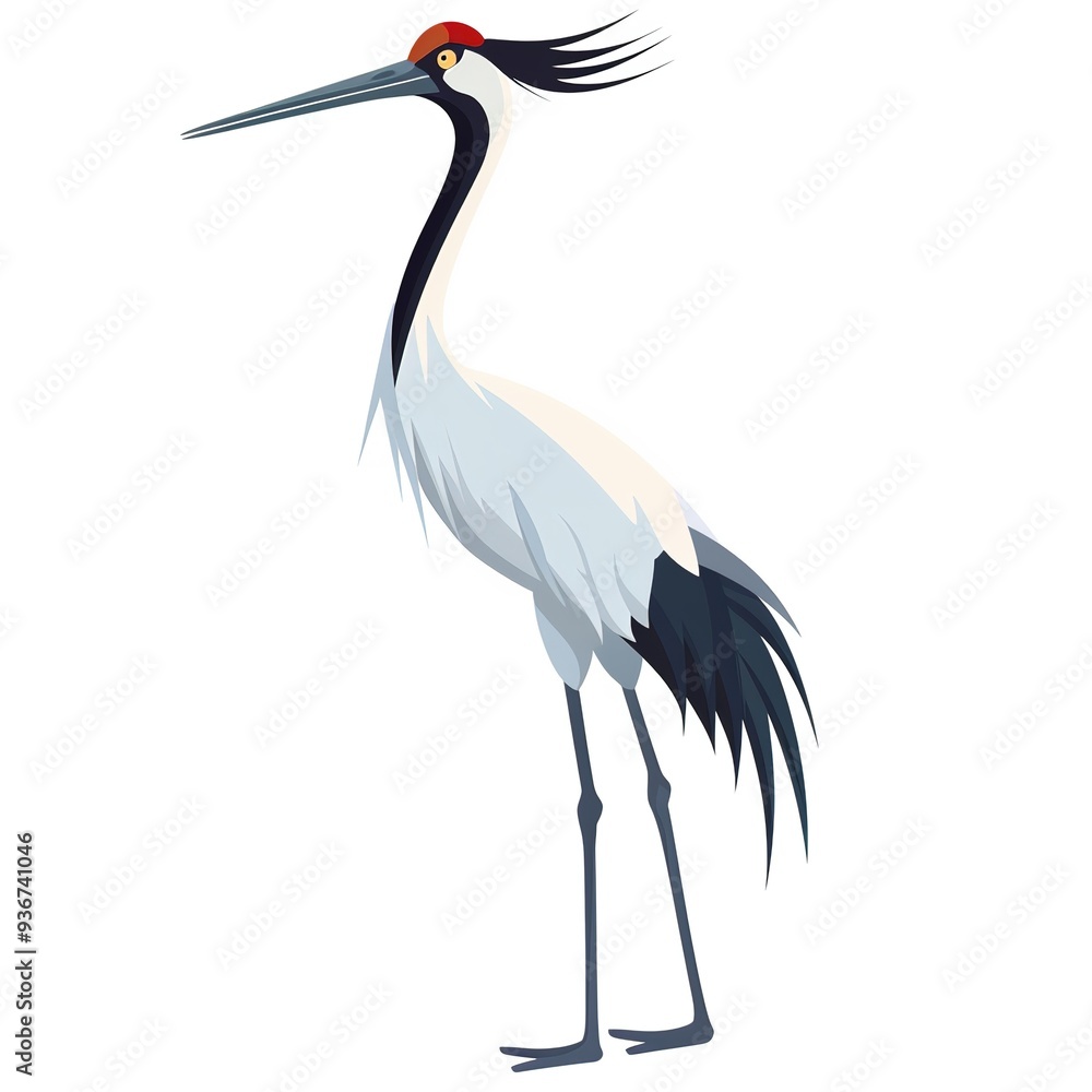 Obraz premium Crane Aether animal cartoon isolated whitebackground 16:9