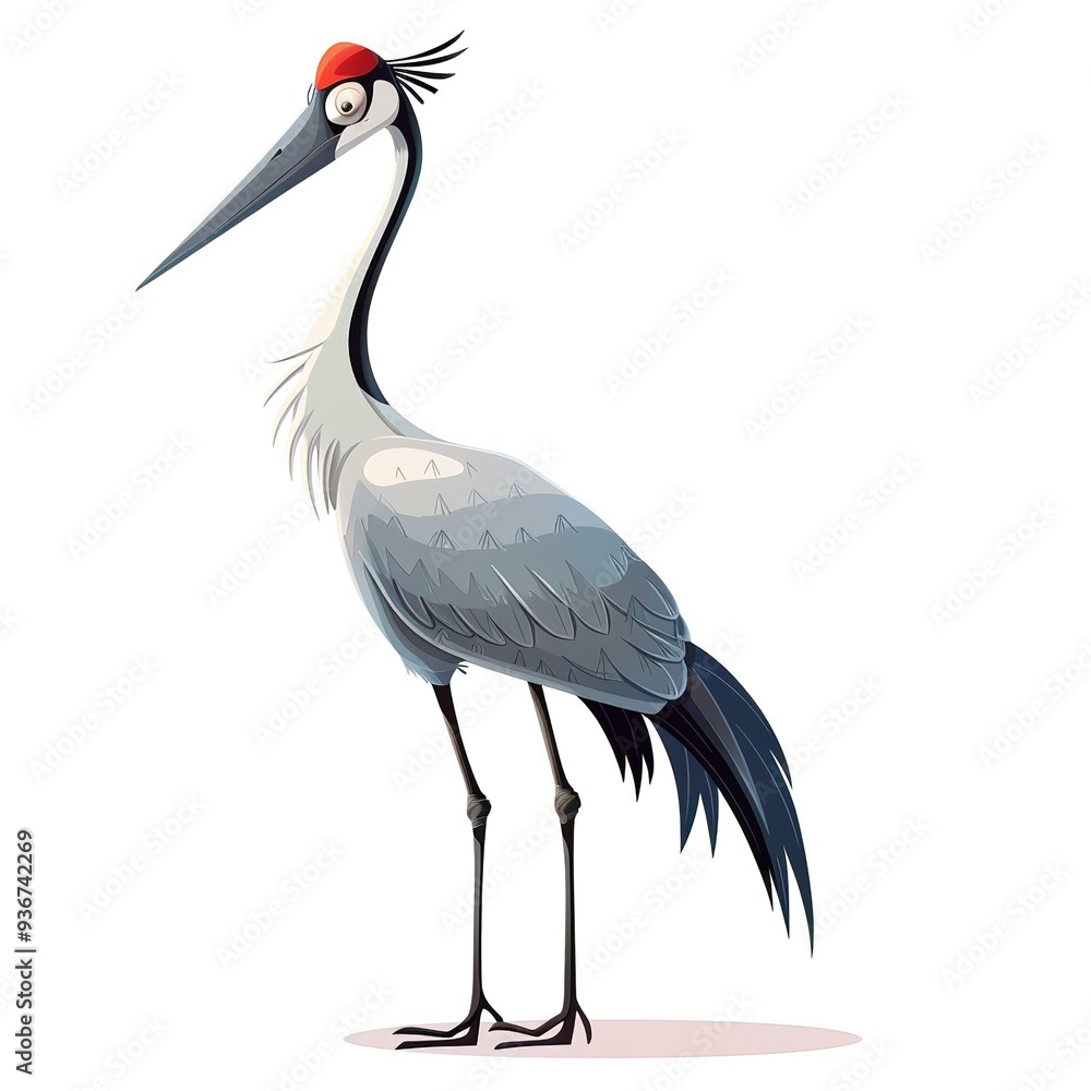 Fototapeta premium Crane Ice element animal cartoon isolated whitebackground 16:9