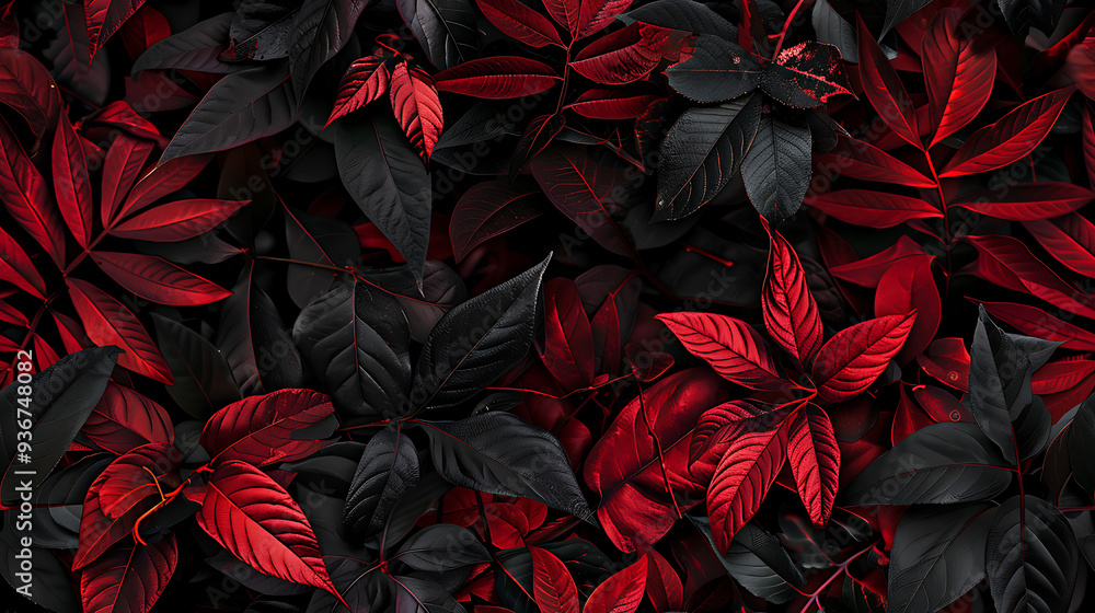 Dark and Red Leaves Pattern Background Dark and Red Leaves Pattern Background