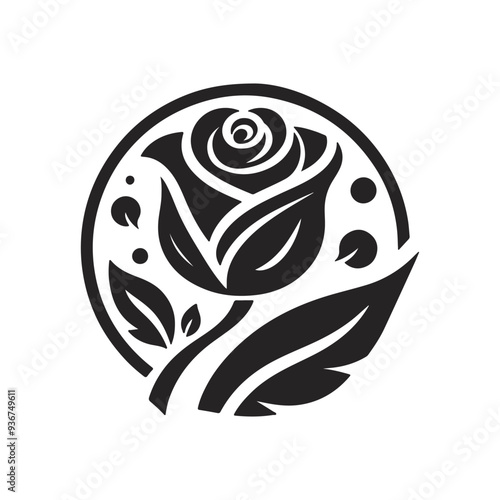 Rose icon logo vector creative art illustration photo