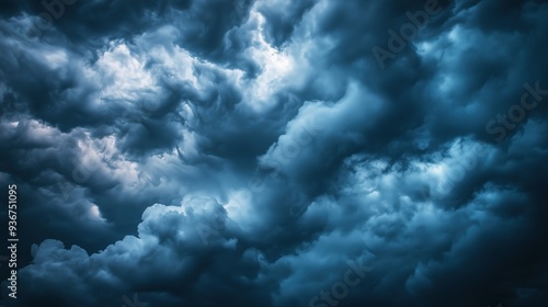 Majestic dark sky with billowing clouds