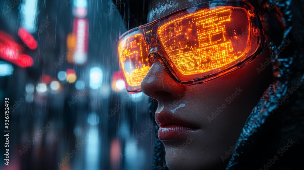Futuristic Glasses with Digital Interface in Urban Setting Generative AI Futuristic Glasses with Digital Interface in Urban Setting Generative AI