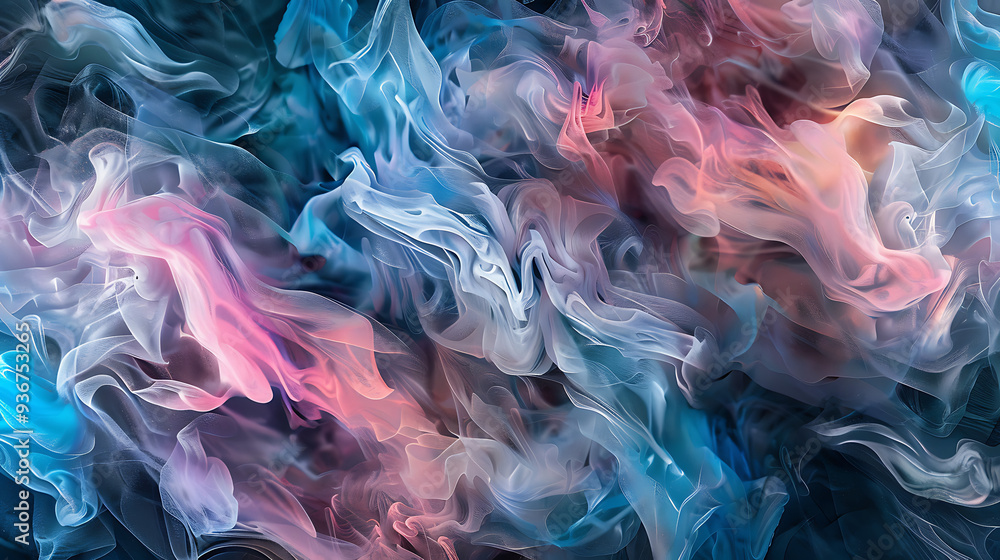 Obraz premium Abstract Colorful Smoke Swirls on Dark Background
