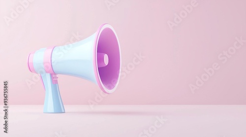 Pastel blue and pink megaphone on a pink background.