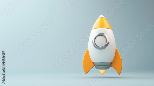 Fototapeta Naklejka Na Ścianę i Meble -  Cartoon rocket ship on a blue background.