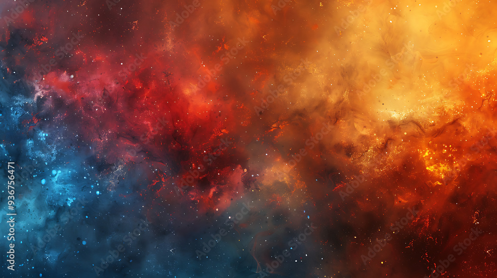 Naklejka premium Fiery Blue and Red Nebula