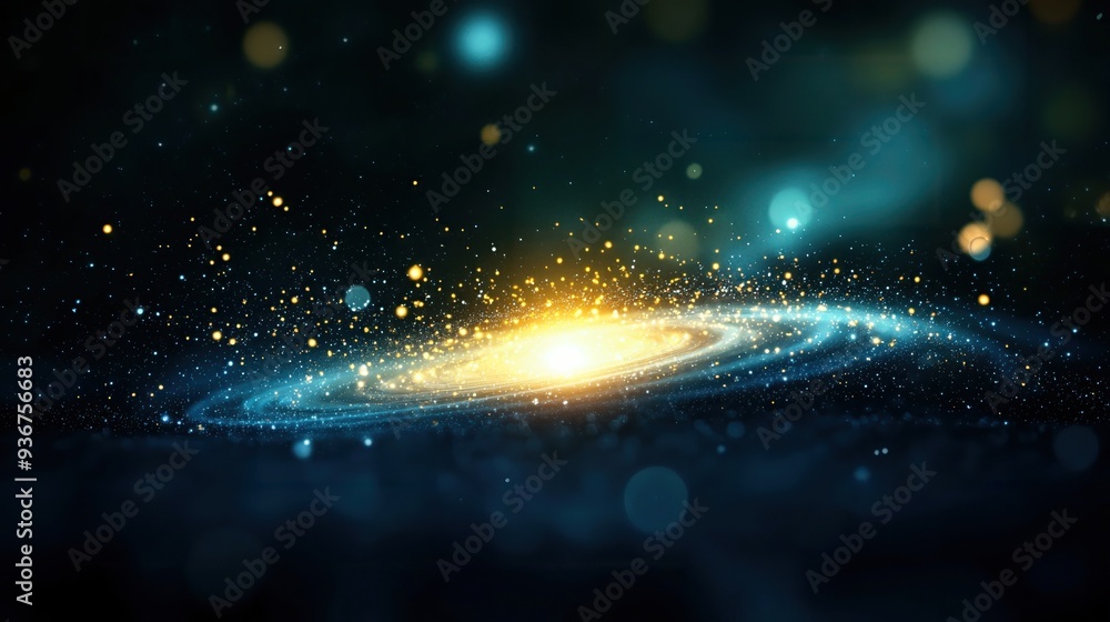 A stunning spiral galaxy illuminated by bright stars and cosmic dust in a vibrant celestial environment. A stunning spiral galaxy illuminated by bright stars and cosmic dust in a vibrant celestial environment.