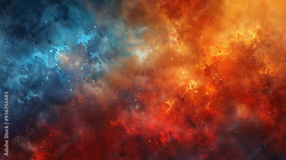 Naklejka premium Dynamic Red and Blue Nebula