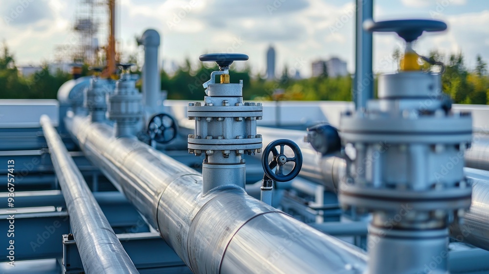 Water pipes and fittings, water pump valves in power substations to supply clean water in large industrial estates. Industrial plumbing. Water pipes and fittings, water pump valves in power substations to supply clean water in large industrial estates. Industrial plumbing.