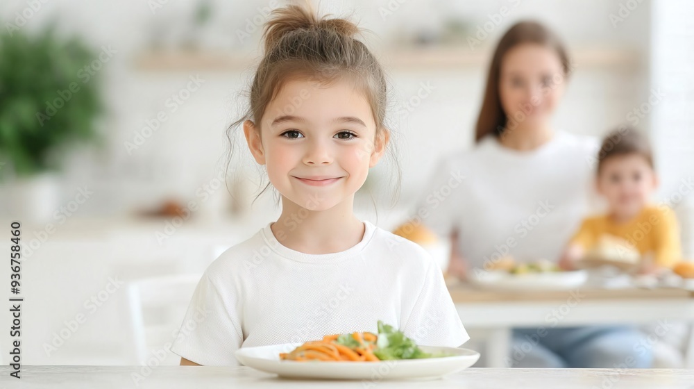 Children helping parents set the table for a casual family dinner, with a focus on connection and enjoyment of each other's company Children helping parents set the table for a casual family dinner, with a focus on connection and enjoyment of each other's company