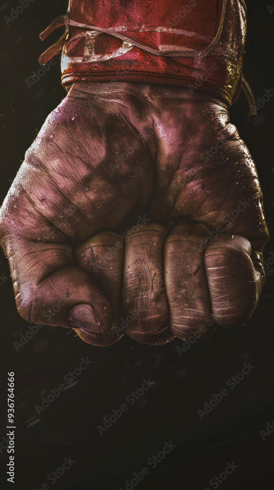A strong and weathered fist is shown in a firm clench, symbolizing determination and strength. The background is dark, emphasizing the resolve of the moment A strong and weathered fist is shown in a firm clench, symbolizing determination and strength. The background is dark, emphasizing the resolve of the moment