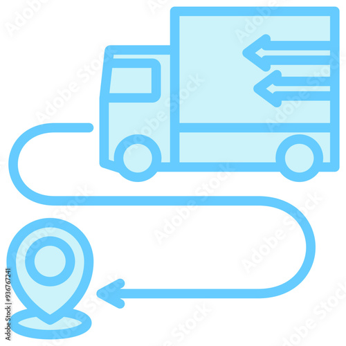 Last Mile Delivery blue color icons, use for modern concept, UI or UX kit, web and app development, industrial and supply chain theme