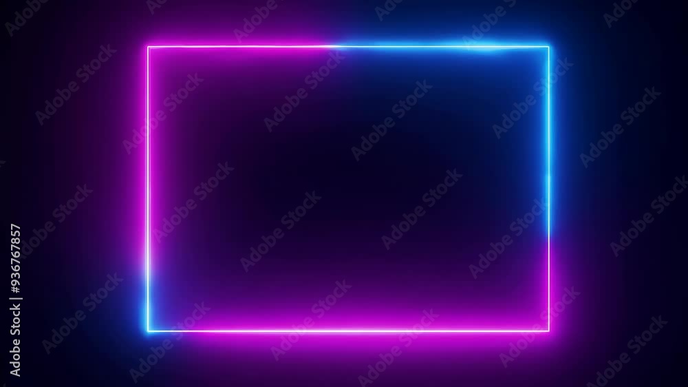 Vibrant magenta neon lights create an abstract frame in a dark atmosphere at night Vibrant magenta neon lights create an abstract frame in a dark atmosphere at night