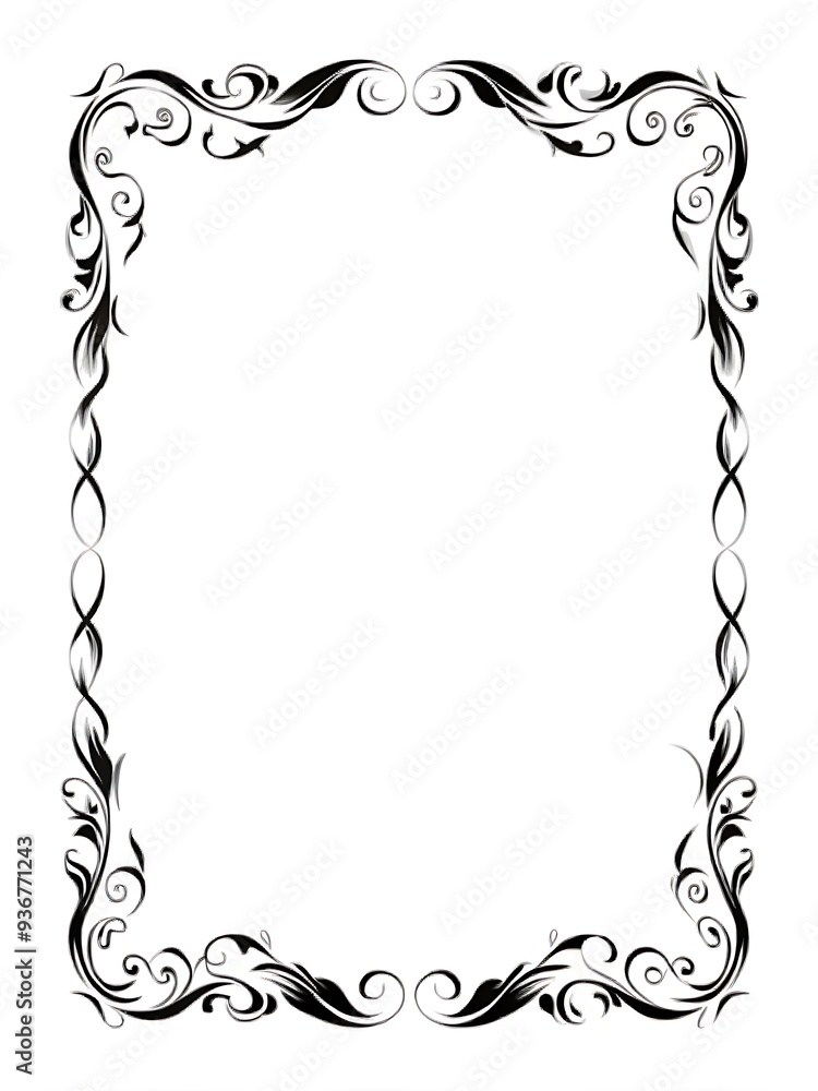 Elegant Black and White Floral Frame for Invitations Elegant Black and White Floral Frame for Invitations