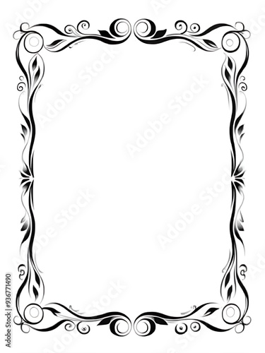 Elegant Black and White Floral Frame for Invitations