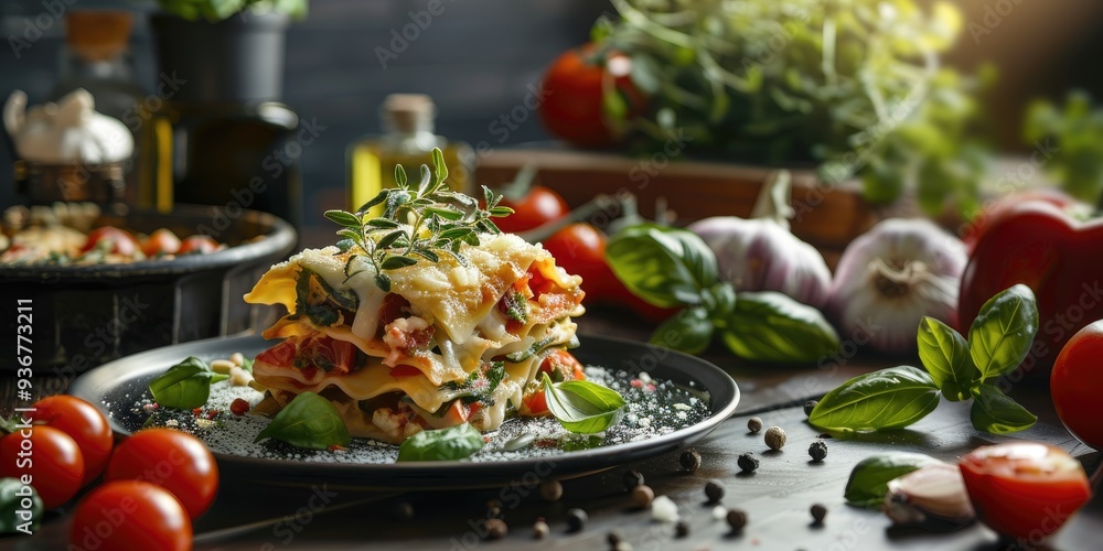 Delicious Lasagna Crafted with Fresh Ingredients Delicious Lasagna Crafted with Fresh Ingredients