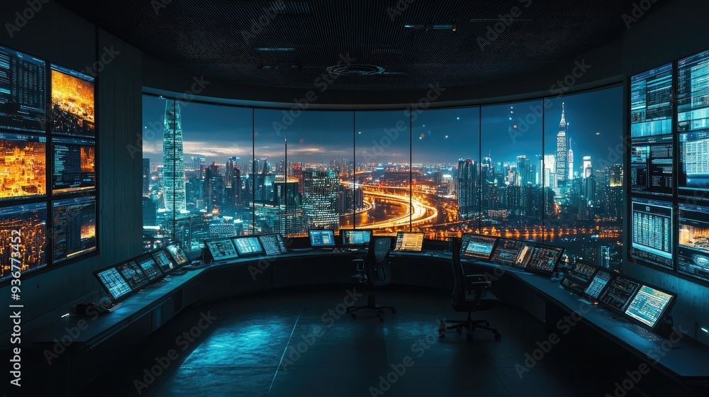 A smart city control center with real-time data monitoring, AI-driven ...