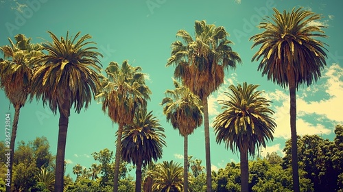 California Dreamin With Palm Trees Under a Vibrant Blue Sky During a Sunny Day in a Lush Landscape photo