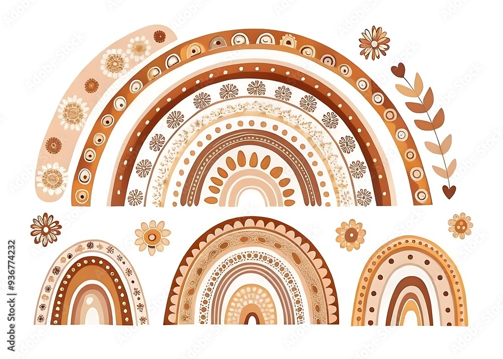 Bohemian Earth Toned Rainbow Illustrations for Creative Designs Bohemian Earth Toned Rainbow Illustrations for Creative Designs