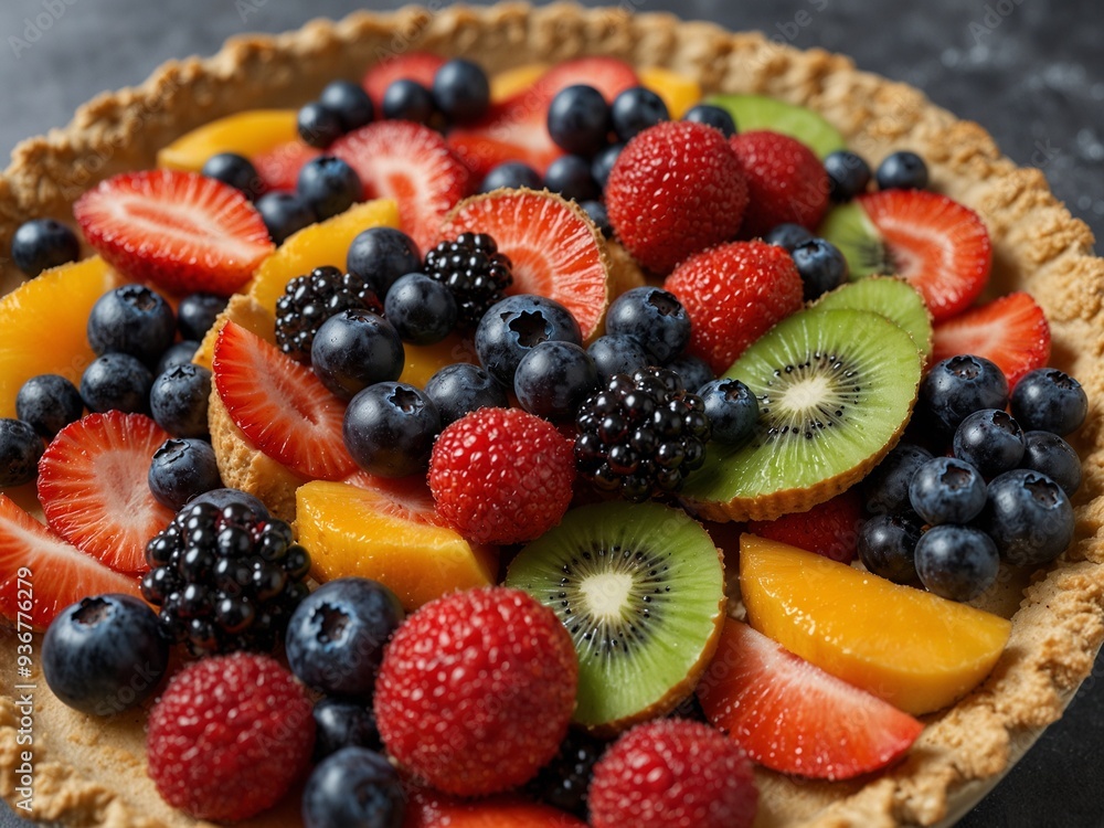 Artistic Fruit Tart with Glazed Fruits Artistic Fruit Tart with Glazed Fruits