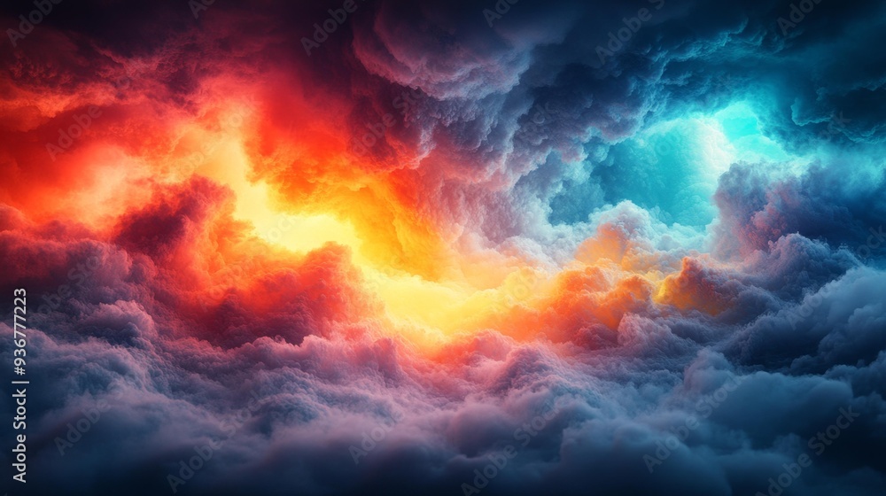 Dramatic sunset clouds with fiery hues - generative ai Dramatic sunset clouds with fiery hues - generative ai