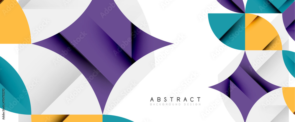 Minimal geometric elements on white. Petals, round triangles, star Minimal geometric elements on white. Petals, round triangles, star