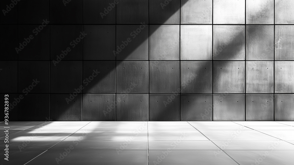 A minimalist modern urban concrete wall background in black and white with copy space for text or object. A minimalist modern urban concrete wall background in black and white with copy space for text or object.
