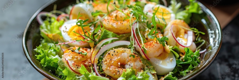 Lyonnaise Salad Presented in a Bowl for Lunchtime Lyonnaise Salad Presented in a Bowl for Lunchtime