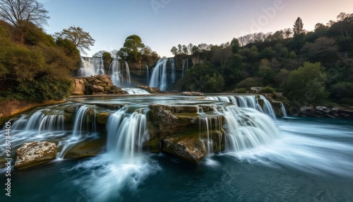 Beautiful Krka Waterfalls in Krka National Park,Croatia.Long exposure for flowing water, ai