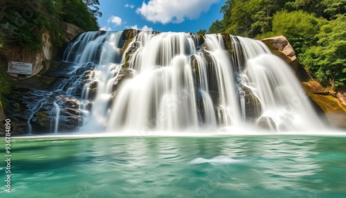 Beautiful Krka Waterfalls in Krka National Park,Croatia.Long exposure for flowing water, ai