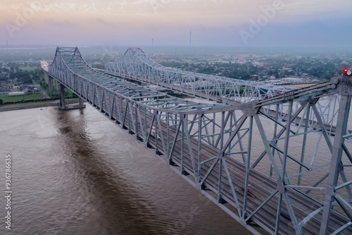 Crescent City Connection bridge crossing the Mississippi River, New Orleans, Louisiana, United States of America. photo