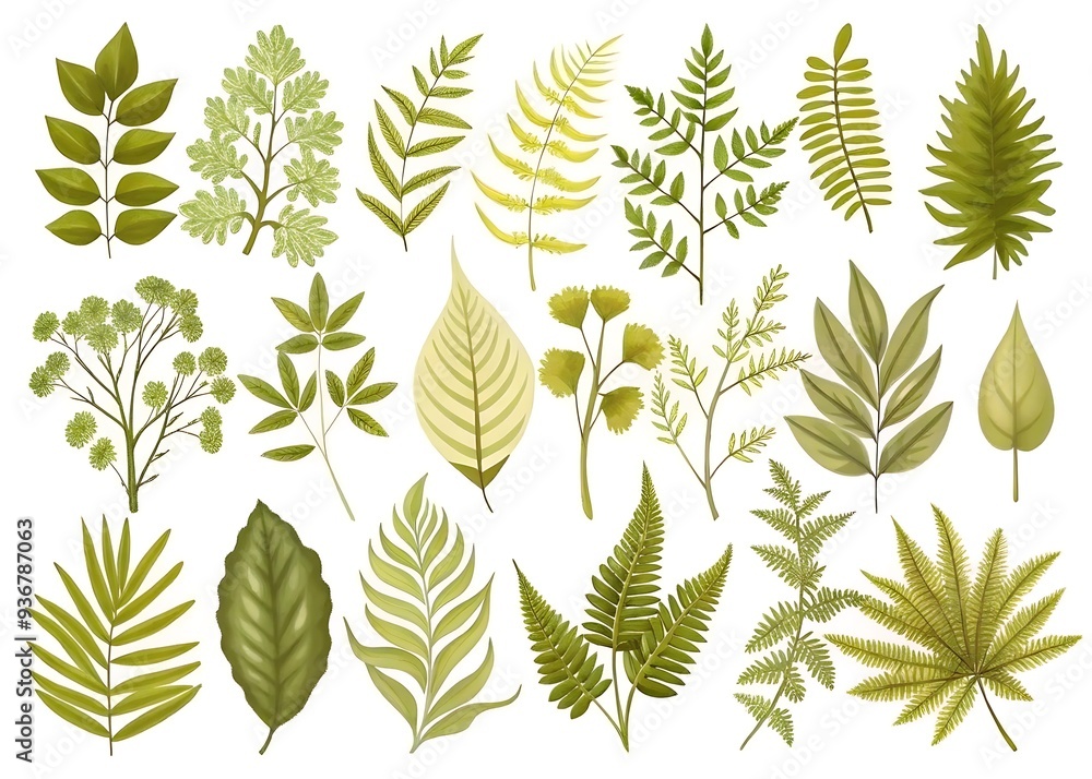 Green Foliage Vector Collection for Botanical Designs Green Foliage Vector Collection for Botanical Designs