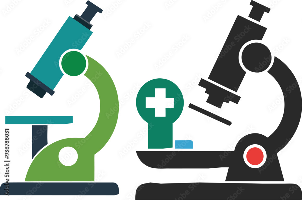 Health and Medical Concept Microscope vector silhouette . Health and Medical Concept Microscope vector silhouette .