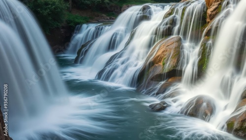Beautiful Krka Waterfalls in Krka National Park,Croatia.Long exposure for flowing water, ai