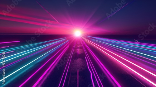 Wallpaper Mural Neon Lights on a Highway Torontodigital.ca