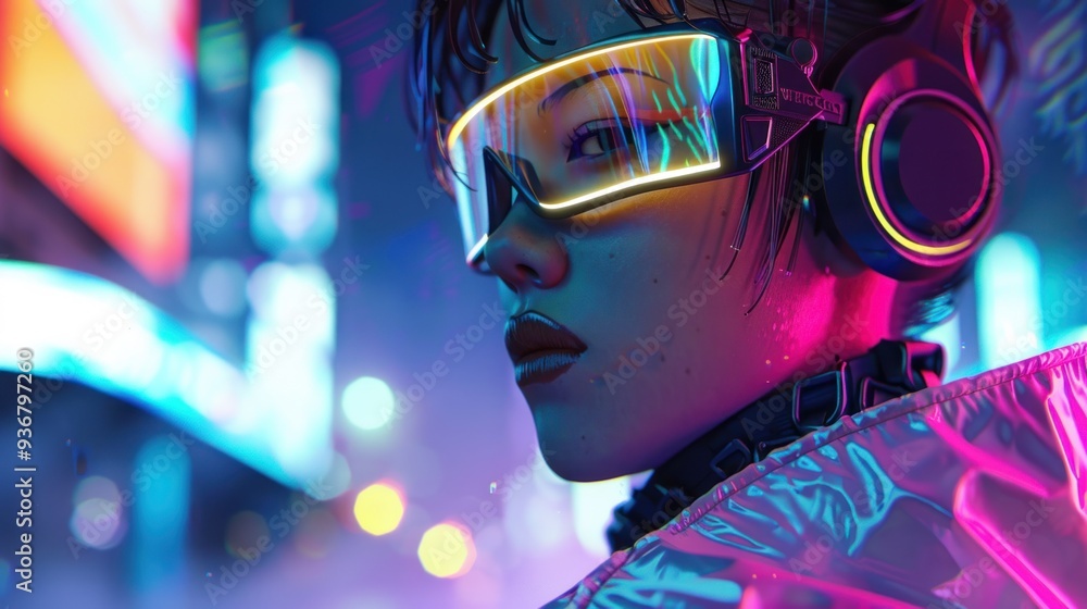 Cyberpunk Woman in Neon Lights Cyberpunk Woman in Neon Lights