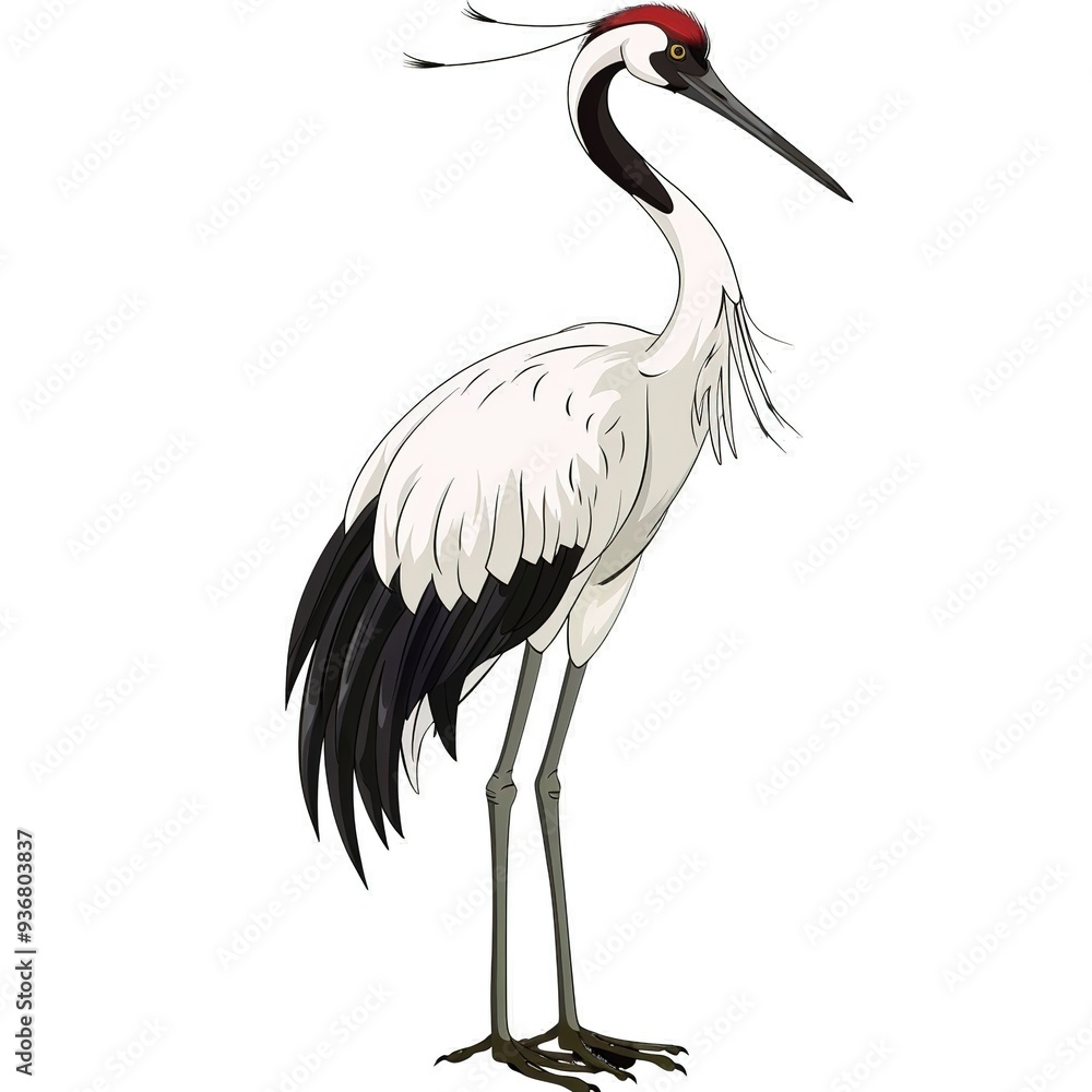 Obraz premium Crane Spirit animal cartoon isolated whitebackground 16:9