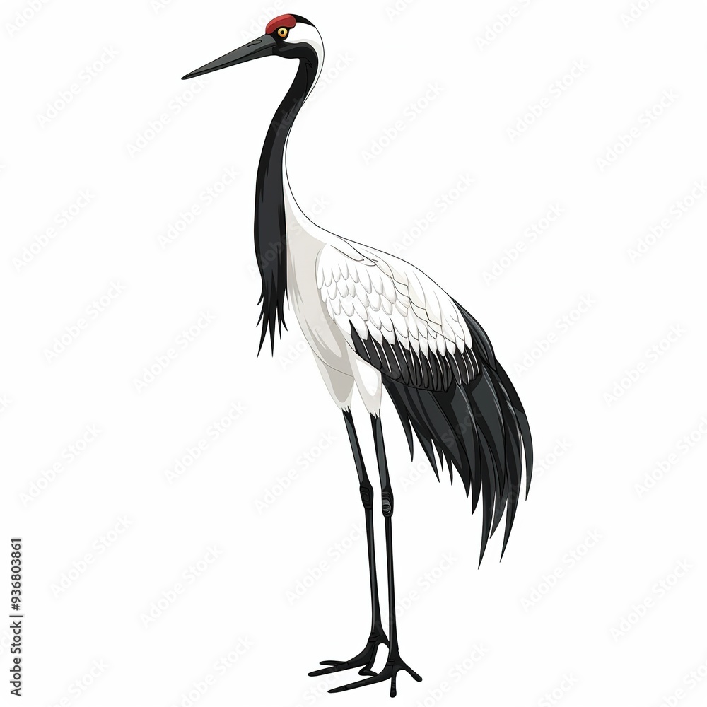 Crane Spirit animal cartoon isolated whitebackground 16:9 Crane Spirit animal cartoon isolated whitebackground 16:9