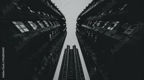Black And White Photo Tall Buildings