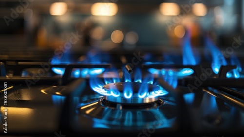 Blue Flames on a Gas Stovetop