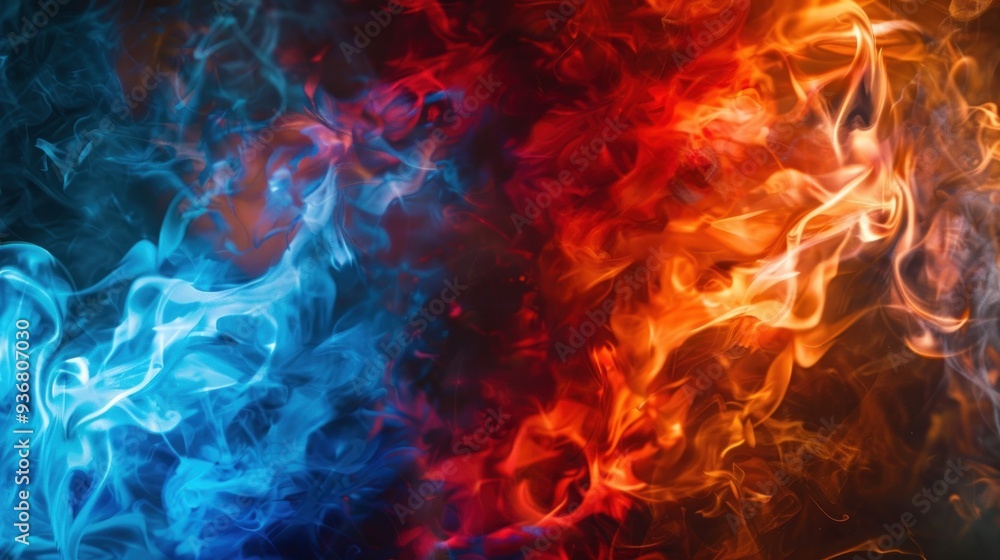 Abstract Blue and Orange Smoke Abstract Blue and Orange Smoke