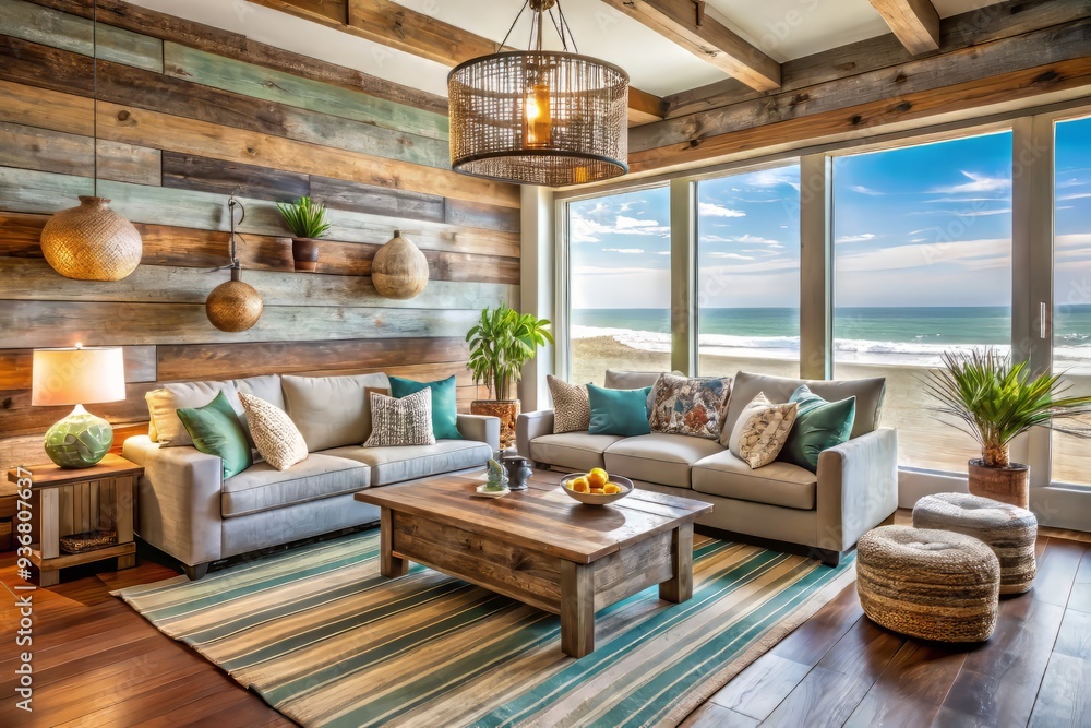 Reclaimed wood, coastal vibes, and bohemian charm meet to create a weathered look that's perfect for a relaxed, eclectic space with a touch of rustic elegance.