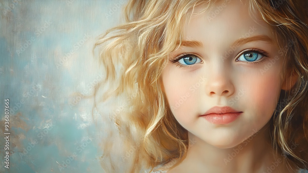 Innocent child's portrait, warm and soft brushstrokes, oil painting style, hand-painted details, capturing wonder, delicate textures, serene expression, realistic yet artistic. Innocent child's portrait, warm and soft brushstrokes, oil painting style, hand-painted details, capturing wonder, delicate textures, serene expression, realistic yet artistic.