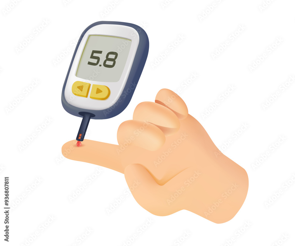 Character with Diabetes Monitor Glucose Levels By Using Glucose Meters in 3D style. Glucometer Manage Their Condition And Make Informed Decisions Regarding the Health. Cartoon hands 3D Vector Character with Diabetes Monitor Glucose Levels By Using Glucose Meters in 3D style. Glucometer Manage Their Condition And Make Informed Decisions Regarding the Health. Cartoon hands 3D Vector