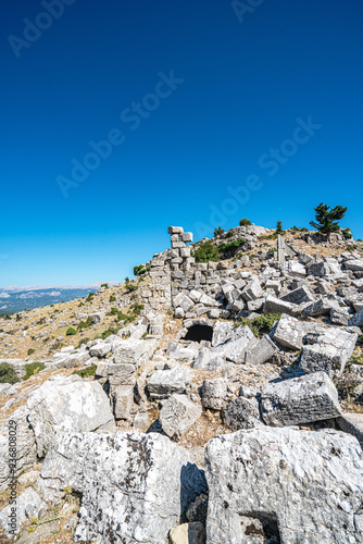 The scenic views of the Selge, which was an important city in ancient Pisidia and later in Pamphylia, on the slope of Mount Taurus, Antalya, Turkey photo