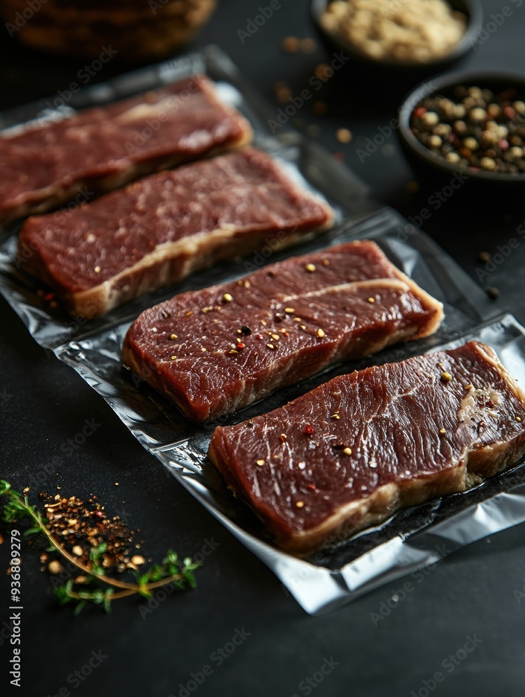 Fresh Beef Steaks Ready for Cooking with Spices Fresh Beef Steaks Ready for Cooking with Spices