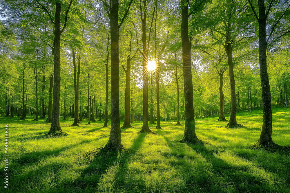 beautiful green forest on a beautiful sunny day, generative AI beautiful green forest on a beautiful sunny day, generative AI