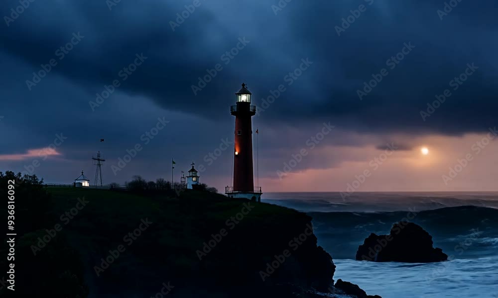 Moody Lighthouse on Rocky Coastline Moody Lighthouse on Rocky Coastline