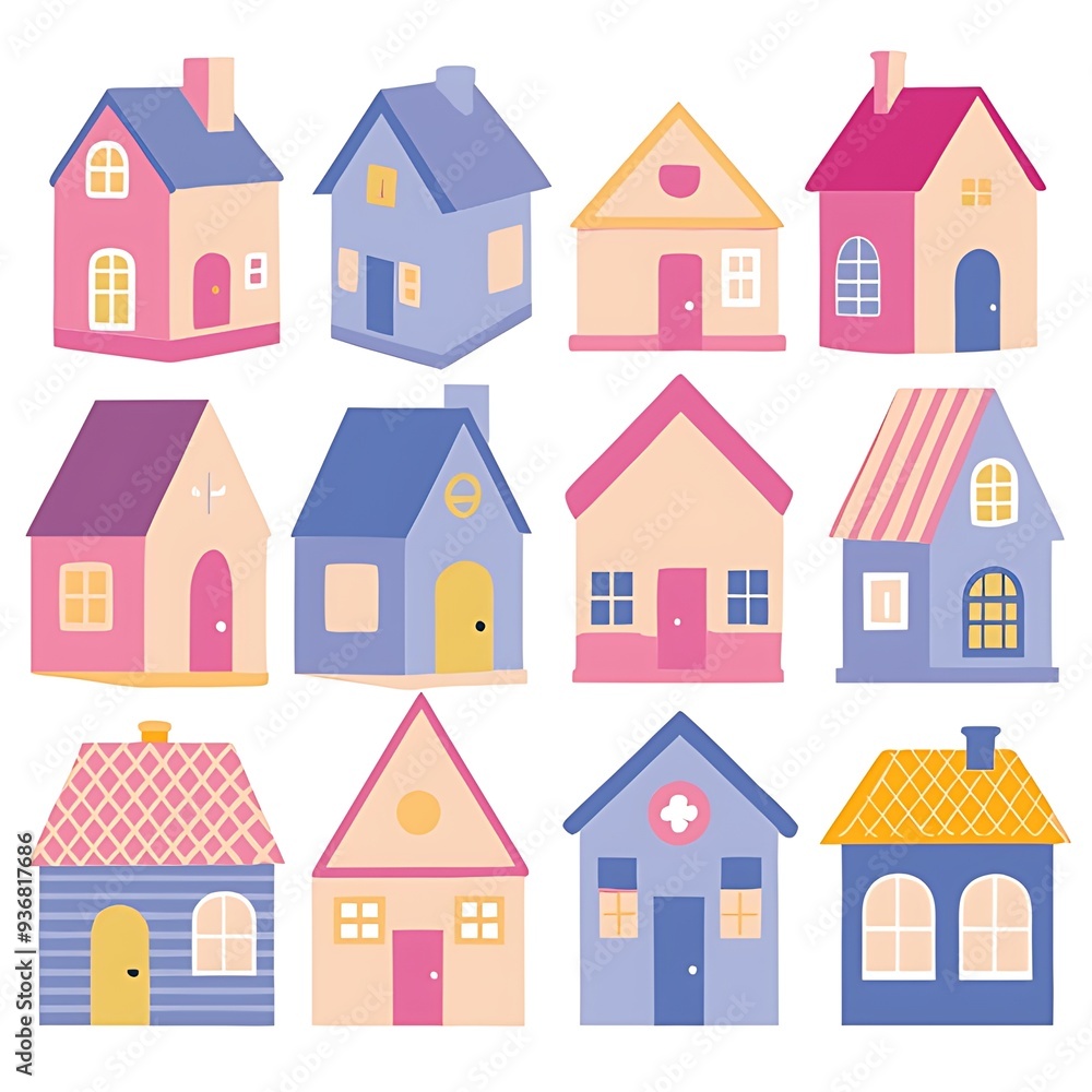 Charming Cartoon Houses Collection - Cozy Hand-Drawn Doodle Homes Charming Cartoon Houses Collection - Cozy Hand-Drawn Doodle Homes