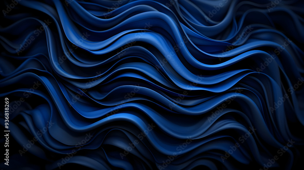 Blue Abstract Background With Wavy Shapes Blue Abstract Background With Wavy Shapes